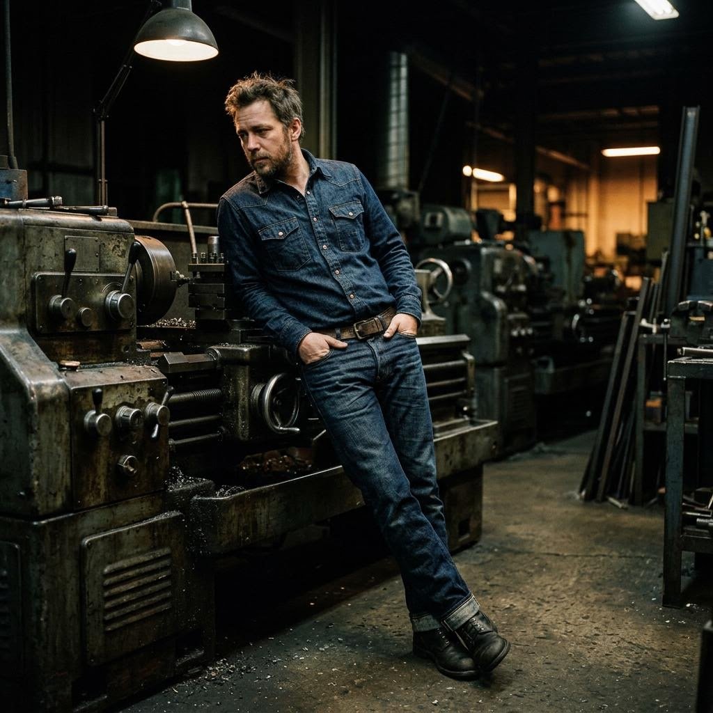 Dark indigo raw denim