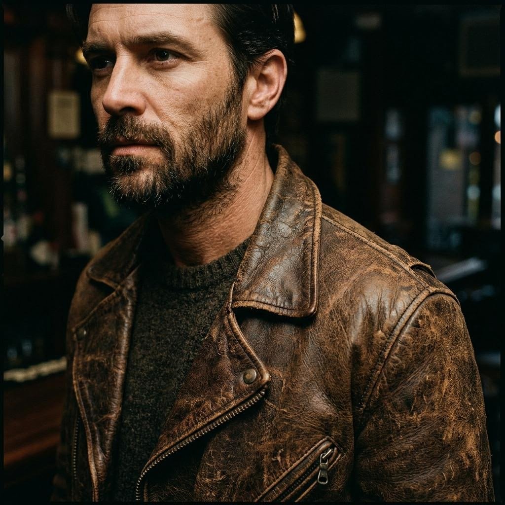 Rich brown leather jacket